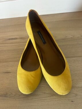 Margaux The Classic Elegant Saffron Yellow Suede Ballet Flats *Estimated 9.5/10*